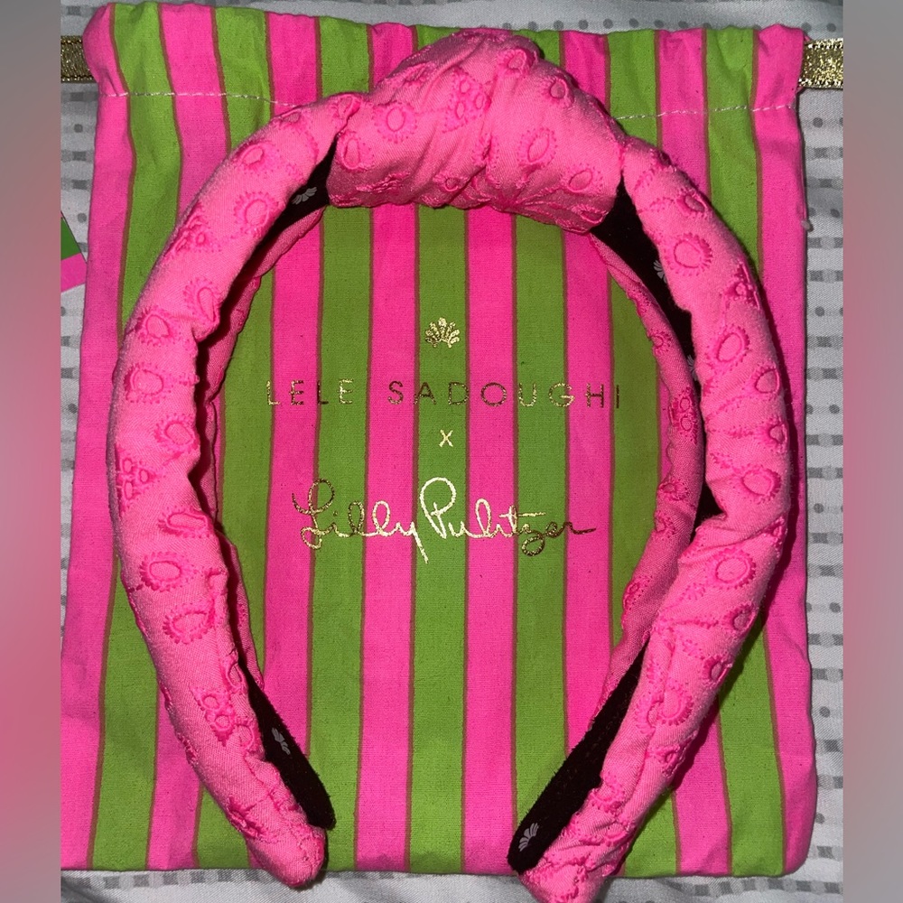 Lele Sadoughi x Lilly Pulitzer Neon Sunburst Eyelet Knotted Headband